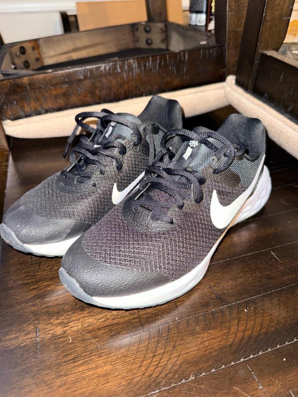Nike Kids Black and White Mesh Athletic Sneakers